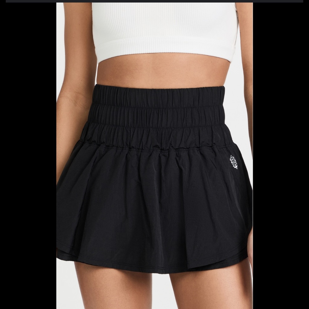 FP Movement by Free People Black Tee with Metallic Floral Motif and black skort - Picture 4 of 6